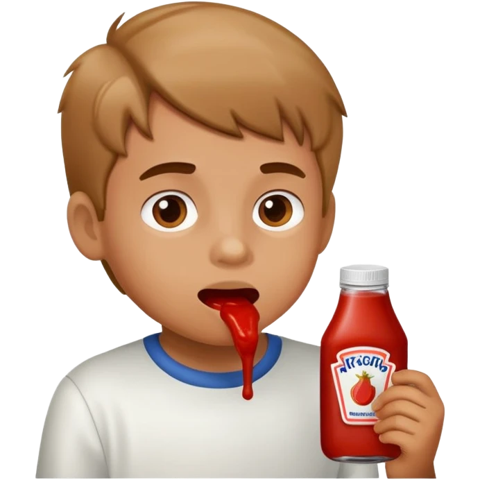 Boy eating a pack of ketchup  emoji