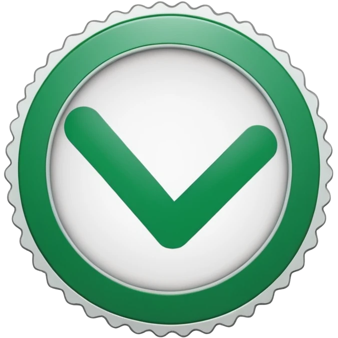 A stamp pressing down on a paper sheet, leaving a green circular mark with a check symbol inside, representing approval or verification. emoji