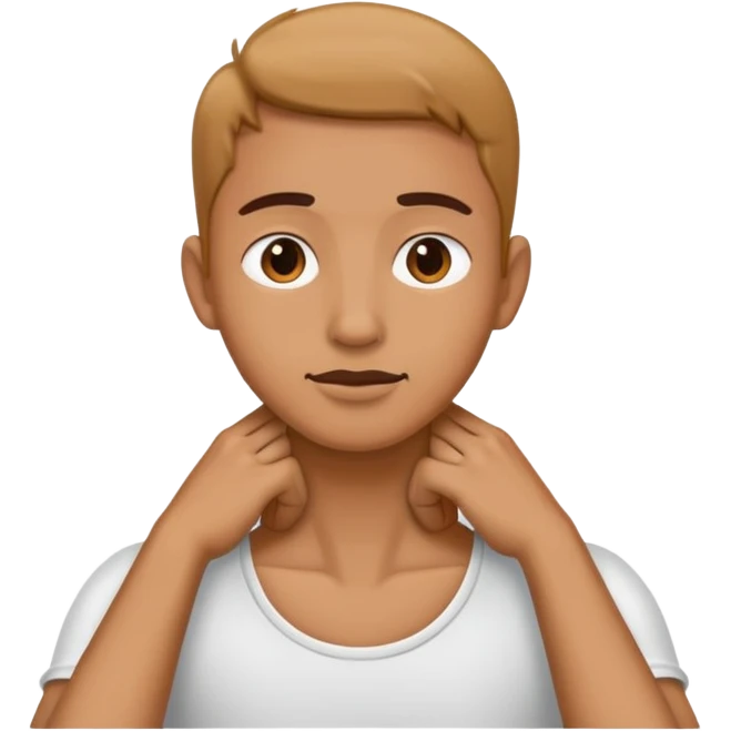 Person holding neck with both hands emoji