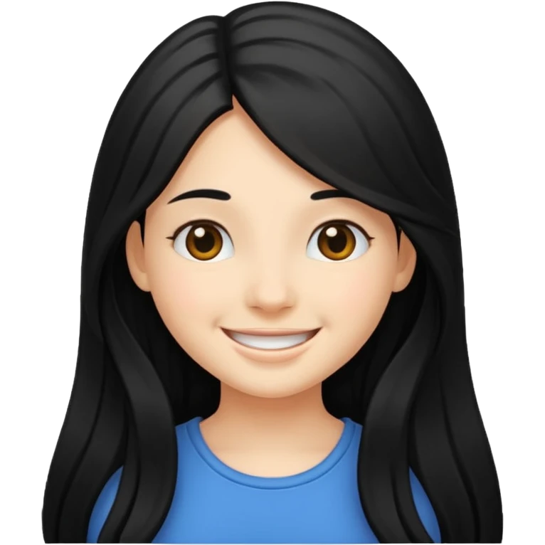 Girl with long black hair smiling emoji