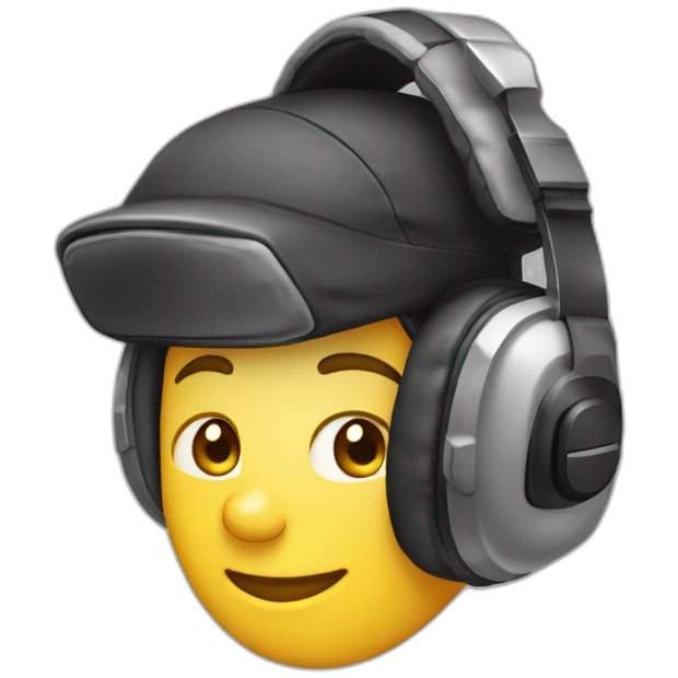tête jeune gamer avec un casque micro, une casquette emoji