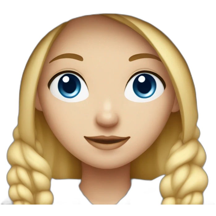 Blonde girl with blue eye and white beanie cap and in grey hoodie emoji