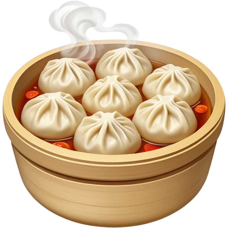 Xiaolongbao soup dumplings, steaming Chinese food, simple emoji style emoji