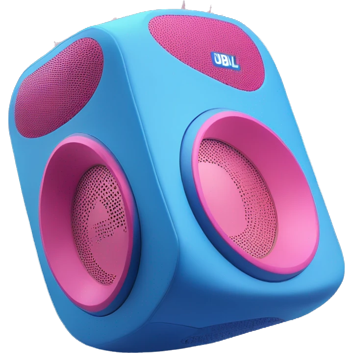 Jbl wonder boom speaker blue and pink emoji