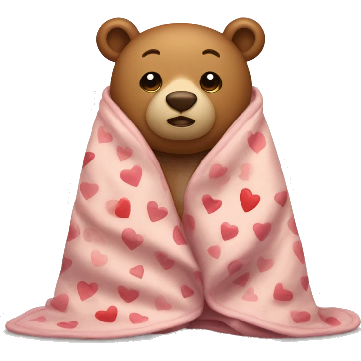 bear in a blanket with hearts on his head emoji