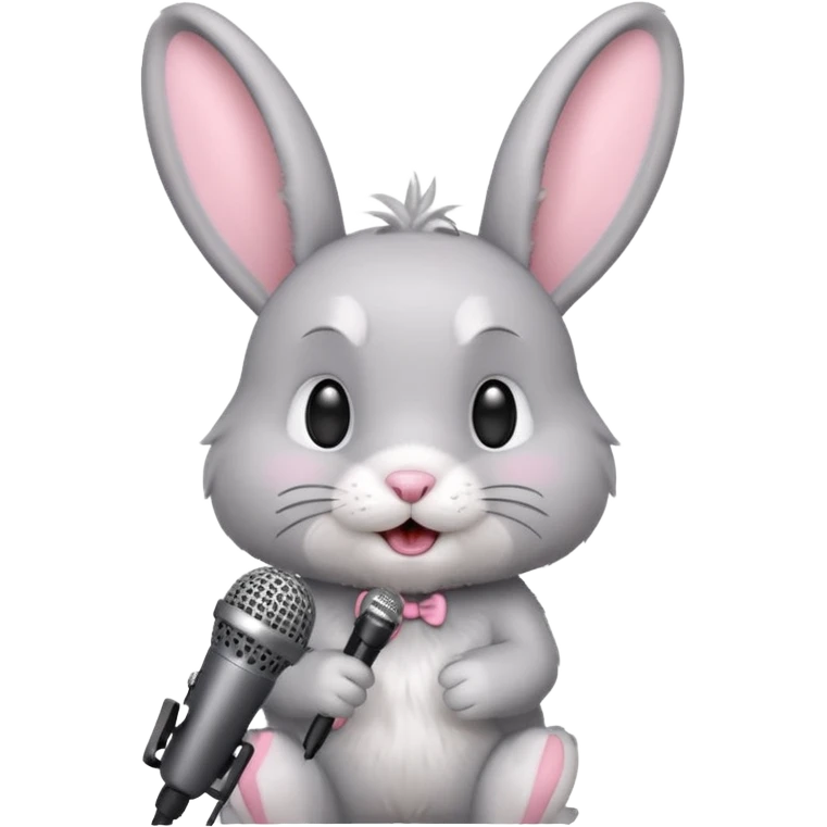 grey bunnie singing to mic emoji
