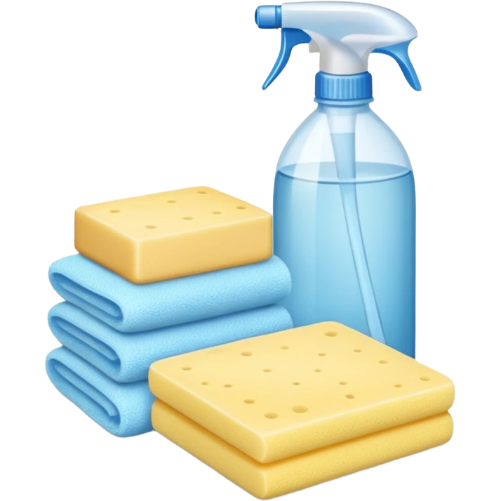 Realistic cleaning essentials with cream color emoji