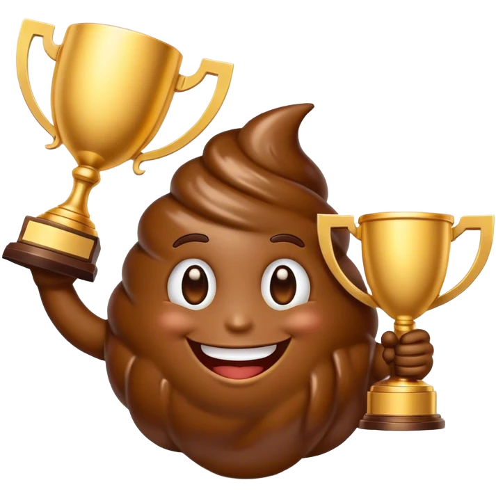 poop emoji with win emoji