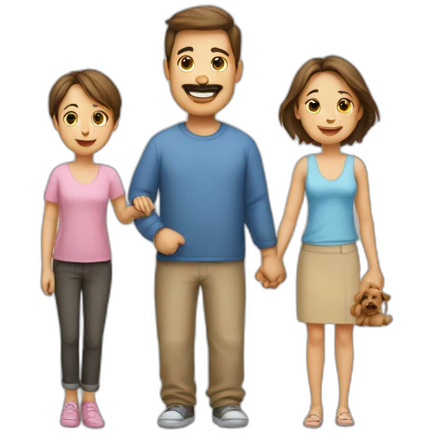 family of three, mum-dad-baby-dog emoji