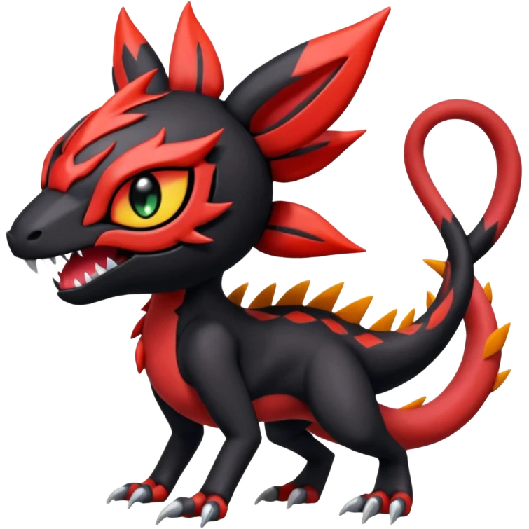 Colorful Cool Badass  Meloetta-Litten-Salandit-Guilmon-Darkrai-Pokémon-Fakémon-fusion-hybrid-creature emoji