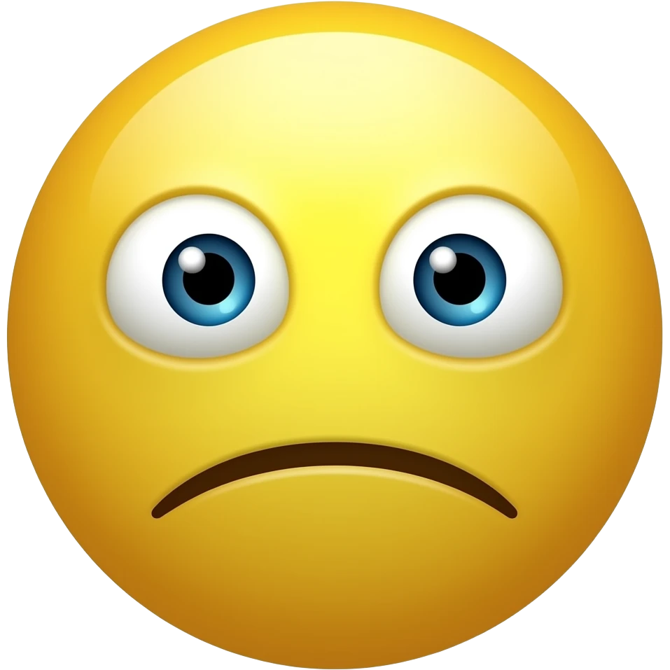 A normal iOS emoji, the normal base yellow face, but the face is disappointed and kind of grossed  and weirded out like a side eye emoji