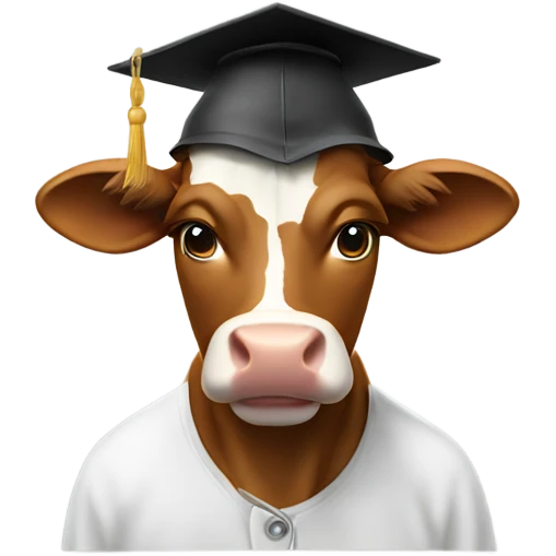 Cow with student hat university  emoji