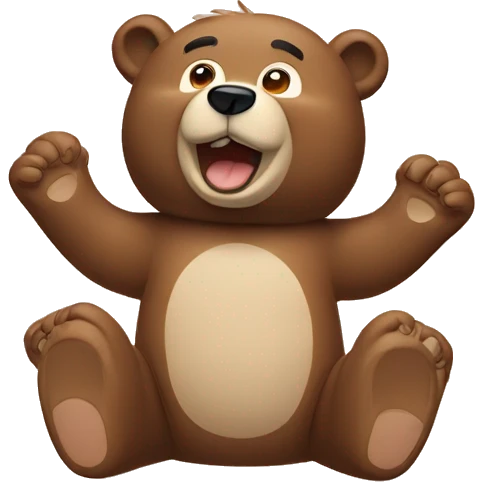Happy bear with paws up and eyes closed emoji