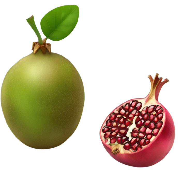 one kiwi and one pomegranate close to each other emoji