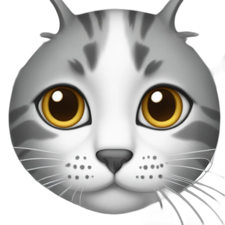 cat grey and white with grey dot on the nose emoji