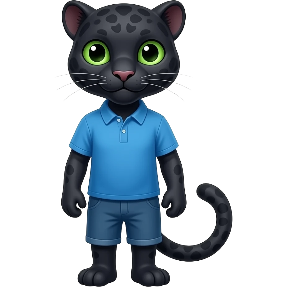 dame una pantera  con camisa polo azul pero que sea animal con ojos verdes emoji
