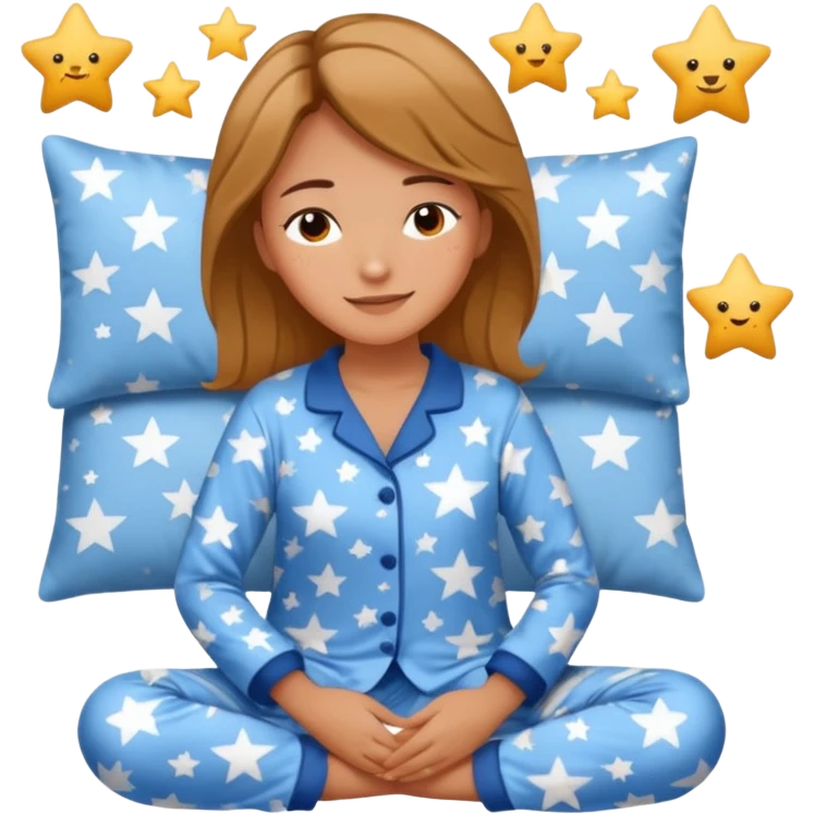  "type": "human",
      "look": "woman in star-print pyjamas, soft blue set, sleepy smile", emoji