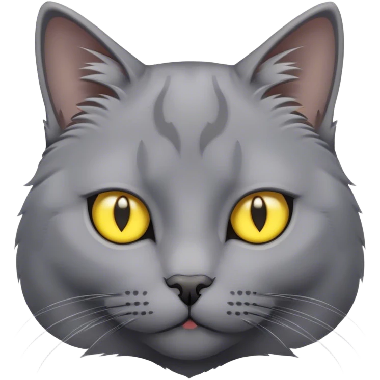 Grey cat with yellow eyes emoji