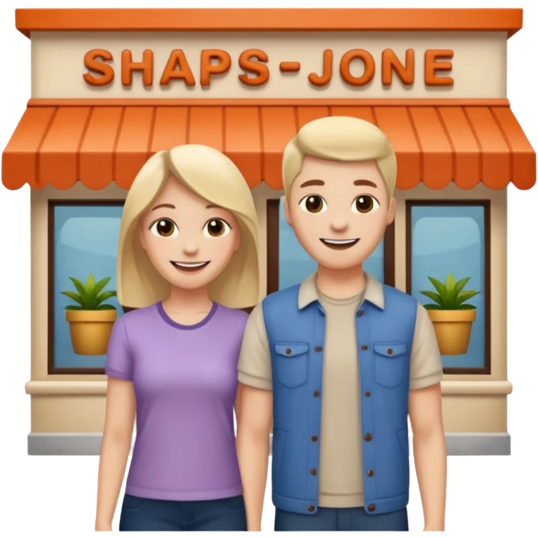  two characters + shop building emoji