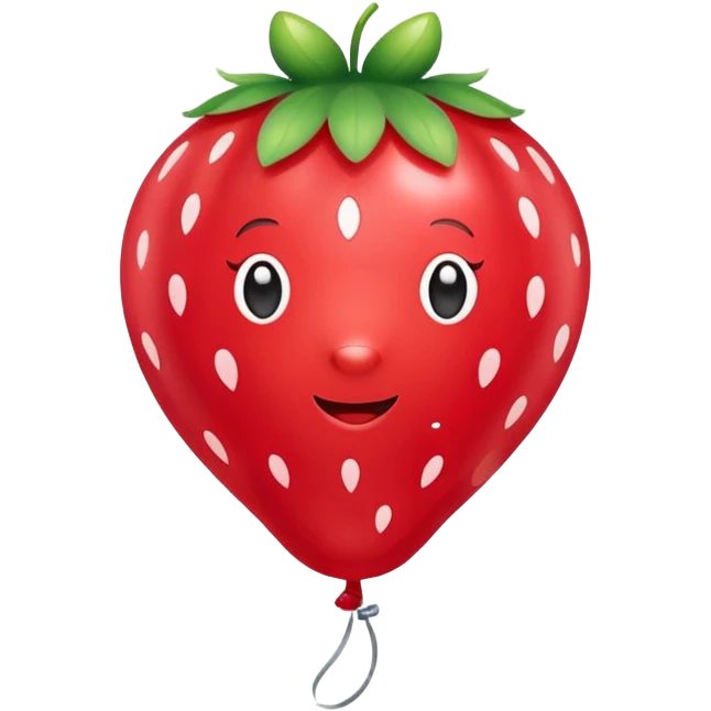 cute strawberry, balloon style, shiny, inflated look emoji