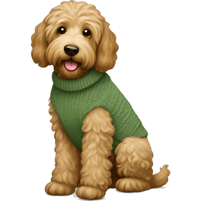 Labradoodle wearing a sage green Sweater  emoji