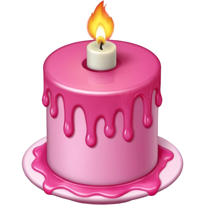 A drawing of a flaming pink candle that could be used at a romantic dinner table. The camera should be isometric at a ultra high angle. emoji