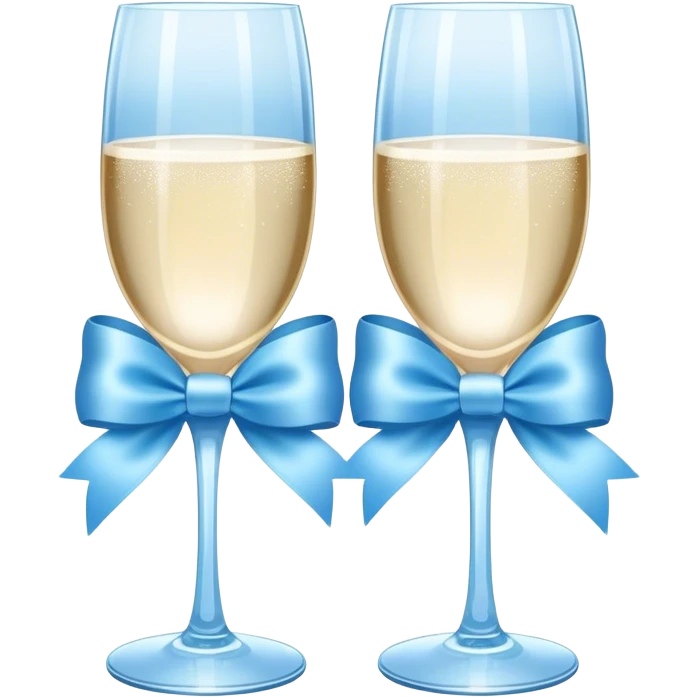 two light blue champagne glass with sky blue bow  emoji