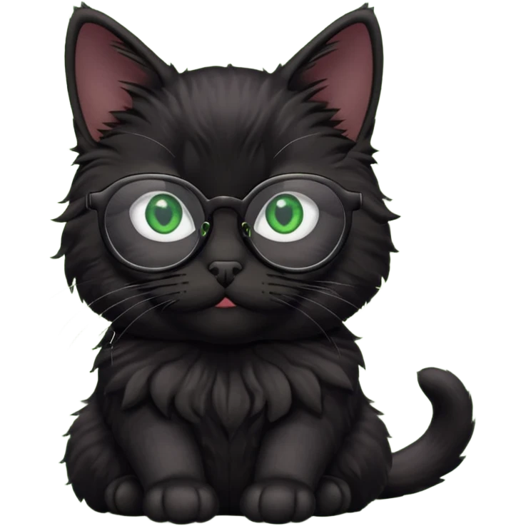 красивый черный кот в очках emoji