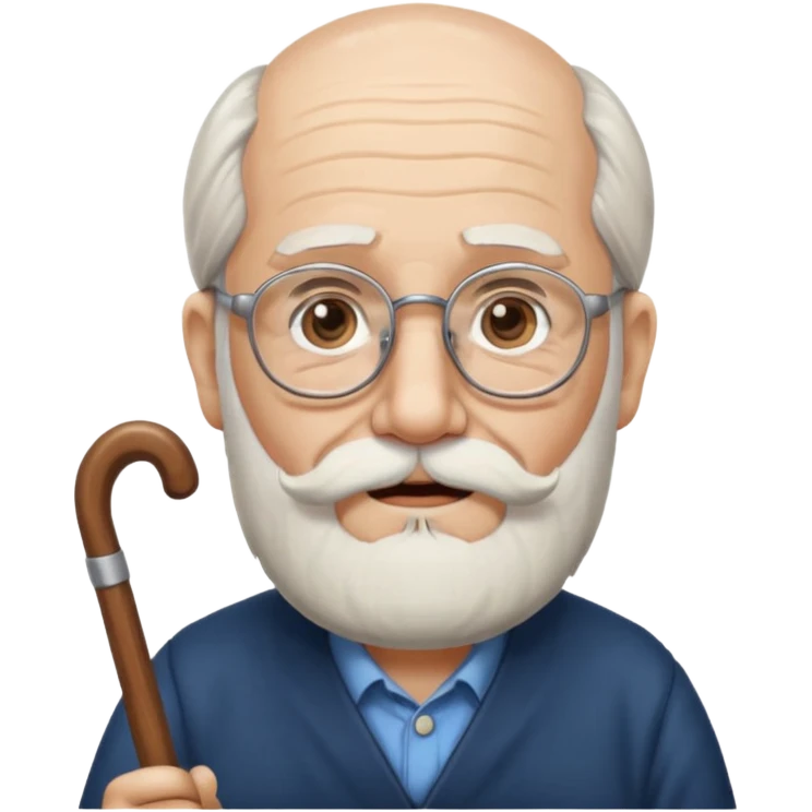 Anciano barba blanca muy larga bastón audifonos sordera lentes  emoji