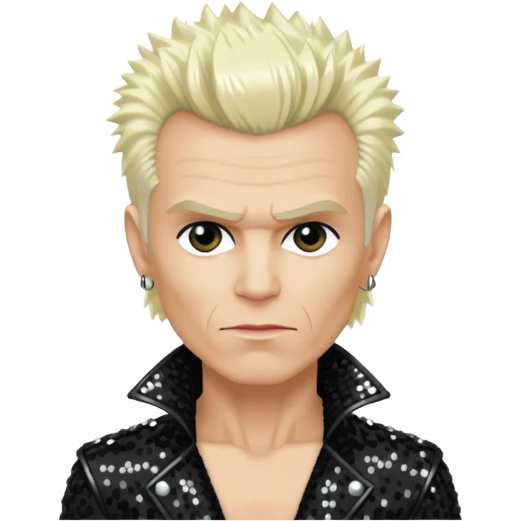 Billy Idol with platinum blonde hair, black sequin outfit emoji