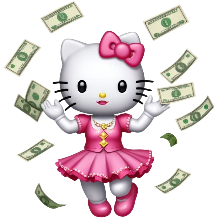 Hello kitty dance money fly emoji
