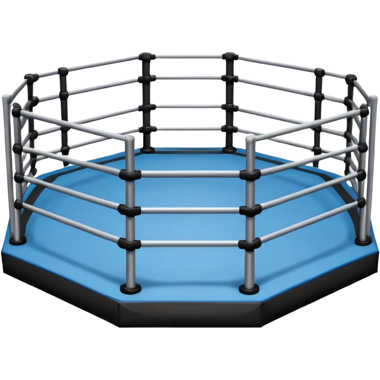 MMA cage arena object icon, octagon fighting cage with metal fence walls, padded corner posts, professional combat arena, 3D cartoon style, mobile game icon style, centered, clean background, no people, no text, no watermark
 emoji