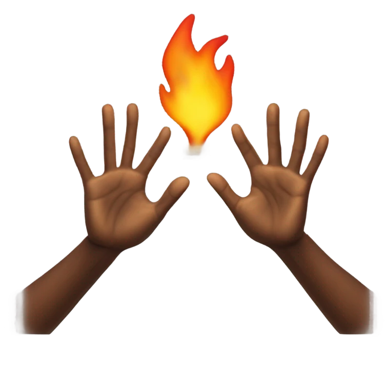 hands up with fire behind emoji