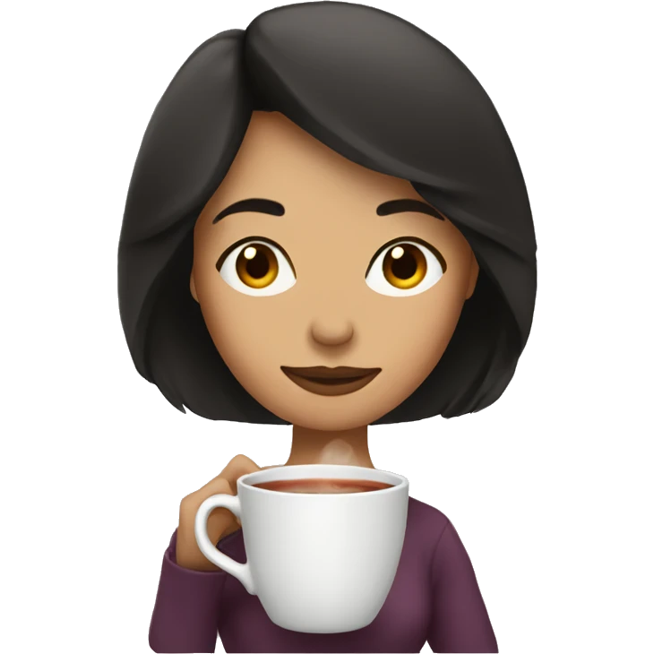 Woman with dark hair sipping tea emoji