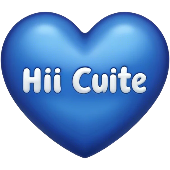 Dark Blue heart with the words Hi Cutie! in the middle  emoji