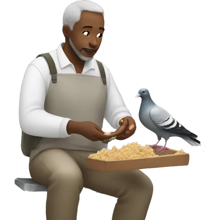 white man feeding pigeons emoji