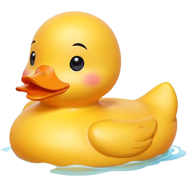 A rubber duck with rosy cheeks and an adorable happy expression emoji