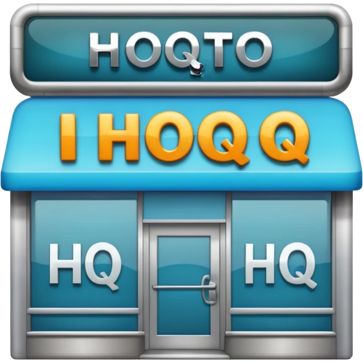 modern shop with the word HQ in the sign emoji