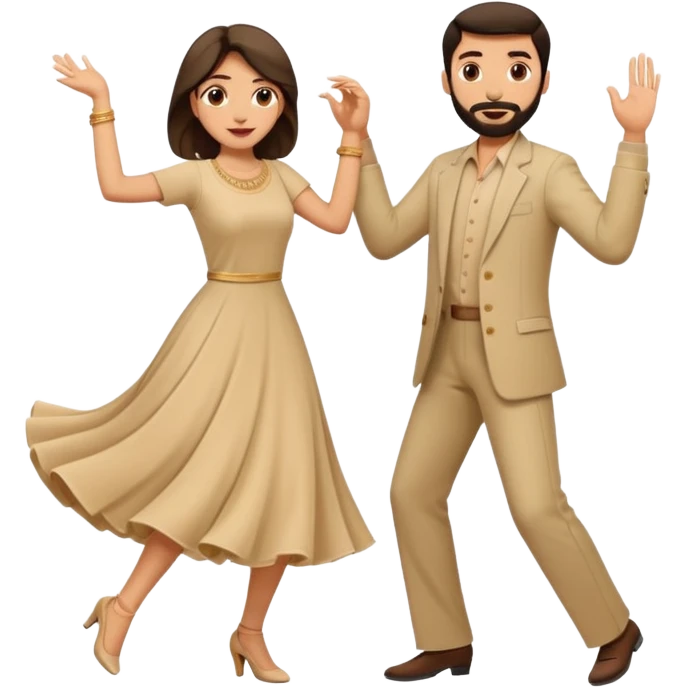 pakistani dancing man and woman fully clothed full body beige dress emoji