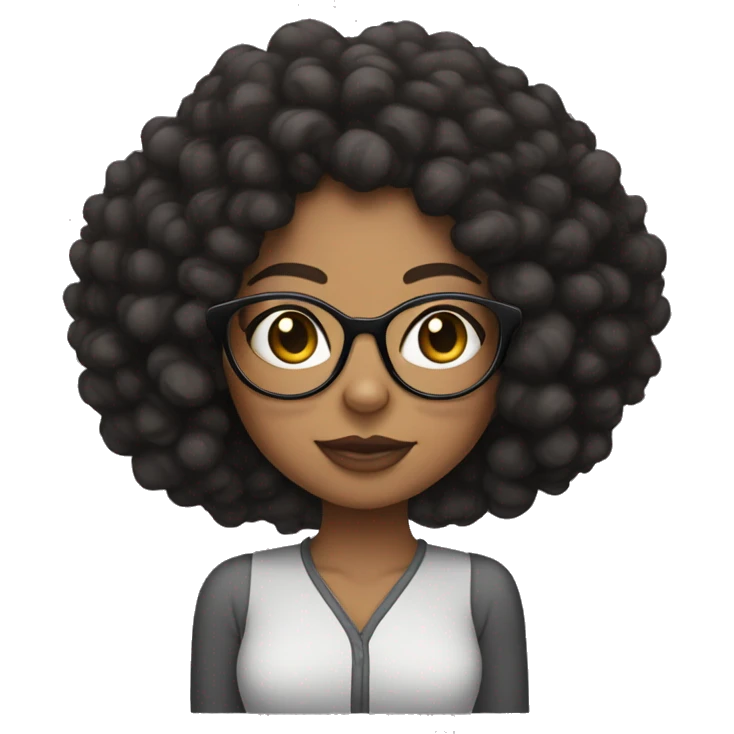 Light skin black woman with a curly fro and cat eye glasses emoji