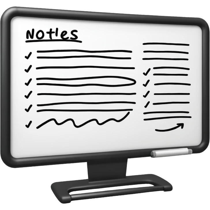 Whiteboard with wobbly lines indicating written notes emoji