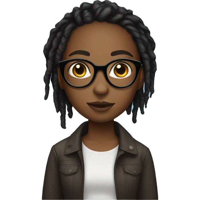 Black girl with short dreads with glasses emoji