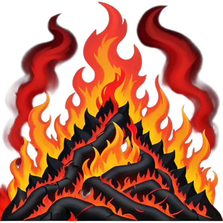 hell view with Red and black with fire, devily emoji