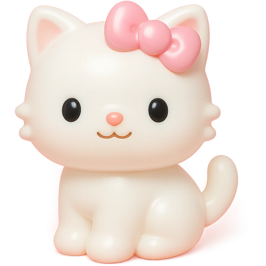 cute fluffy white kitten with a light pink bow emoji