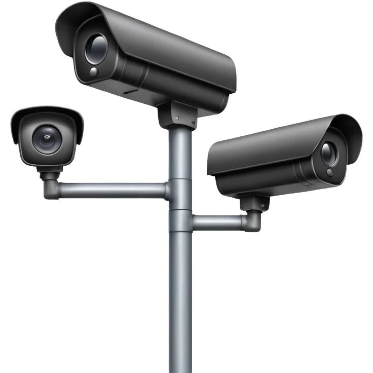 5 CCTV cameras together on pole large cameras  emoji