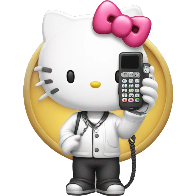 Hello kitty holding a phone emoji