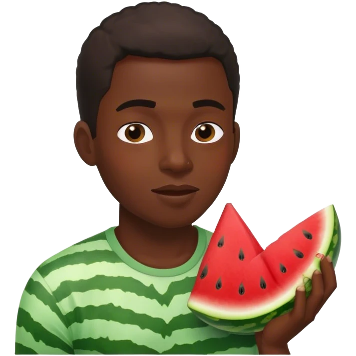 black man eat watermelon emoji