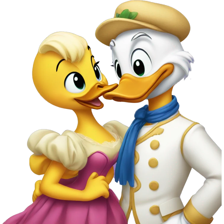 Donald and Daisy Duck kissing  emoji