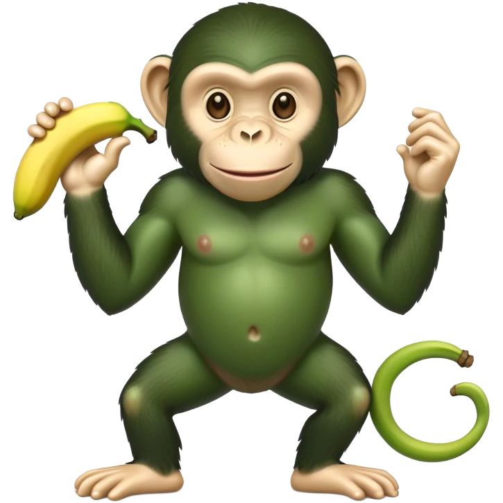 green chimpanzee with a banana body emoji