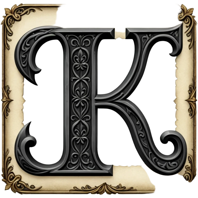 Black gothic vintage, letter “F” of the alphabet emoji